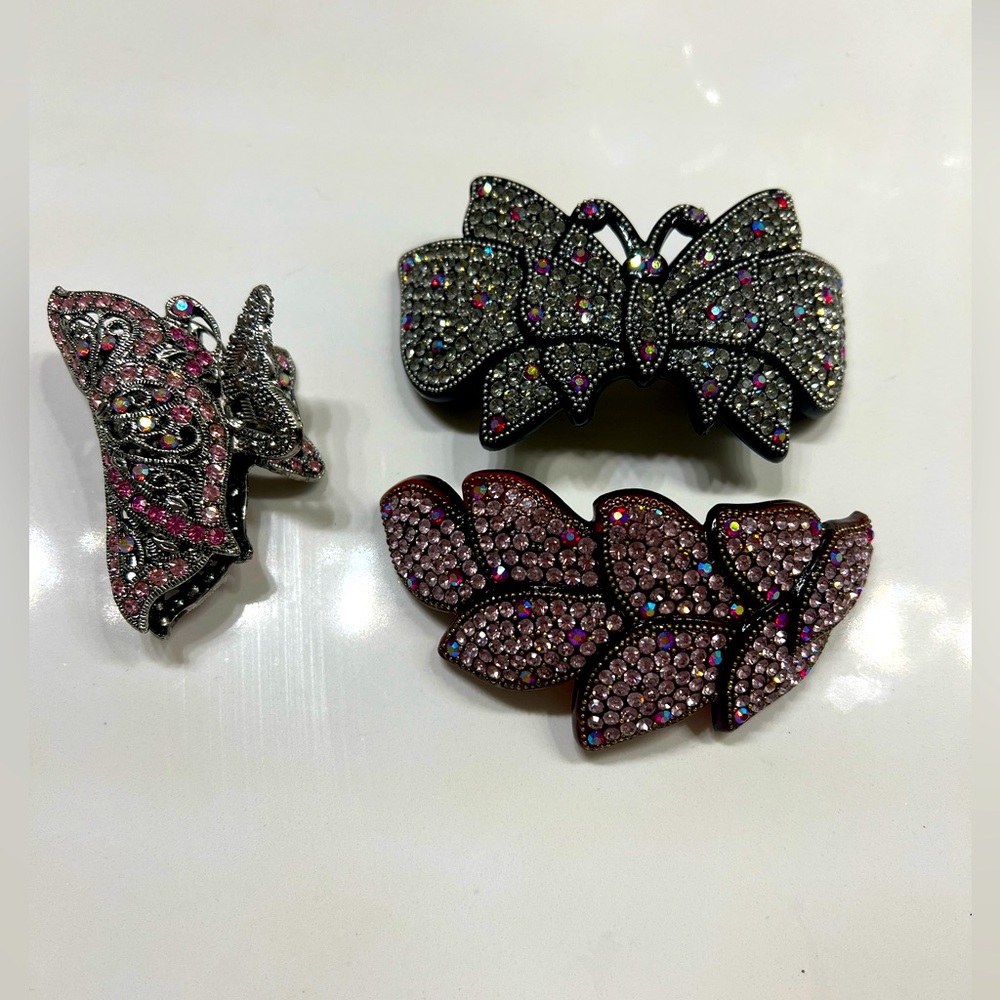 Set of 3 rhinestone hair accessories